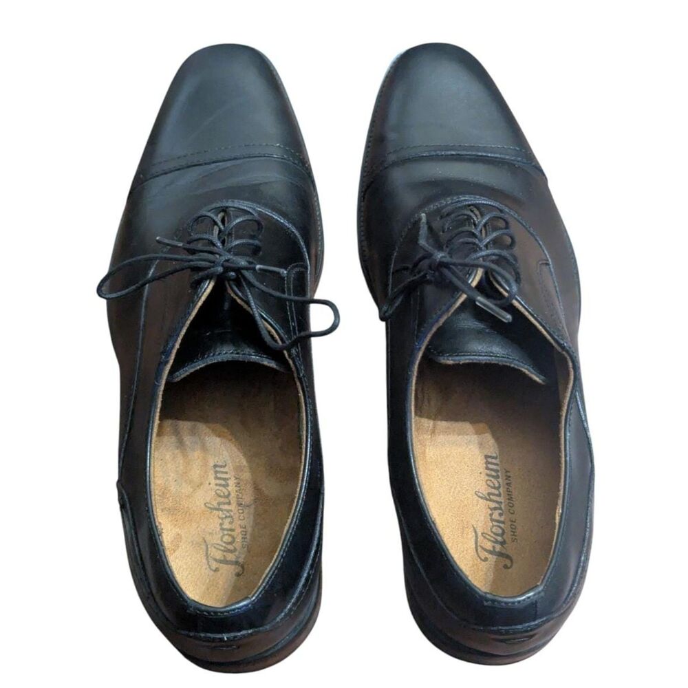 Florsheim Men's Cap Toe Oxford Dress Shoes Black Leather 9.5 M